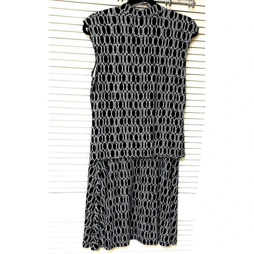 Talbots Womens Skirt Set B/W A-line Geometric Abstract Midi Feminine Office Sz S